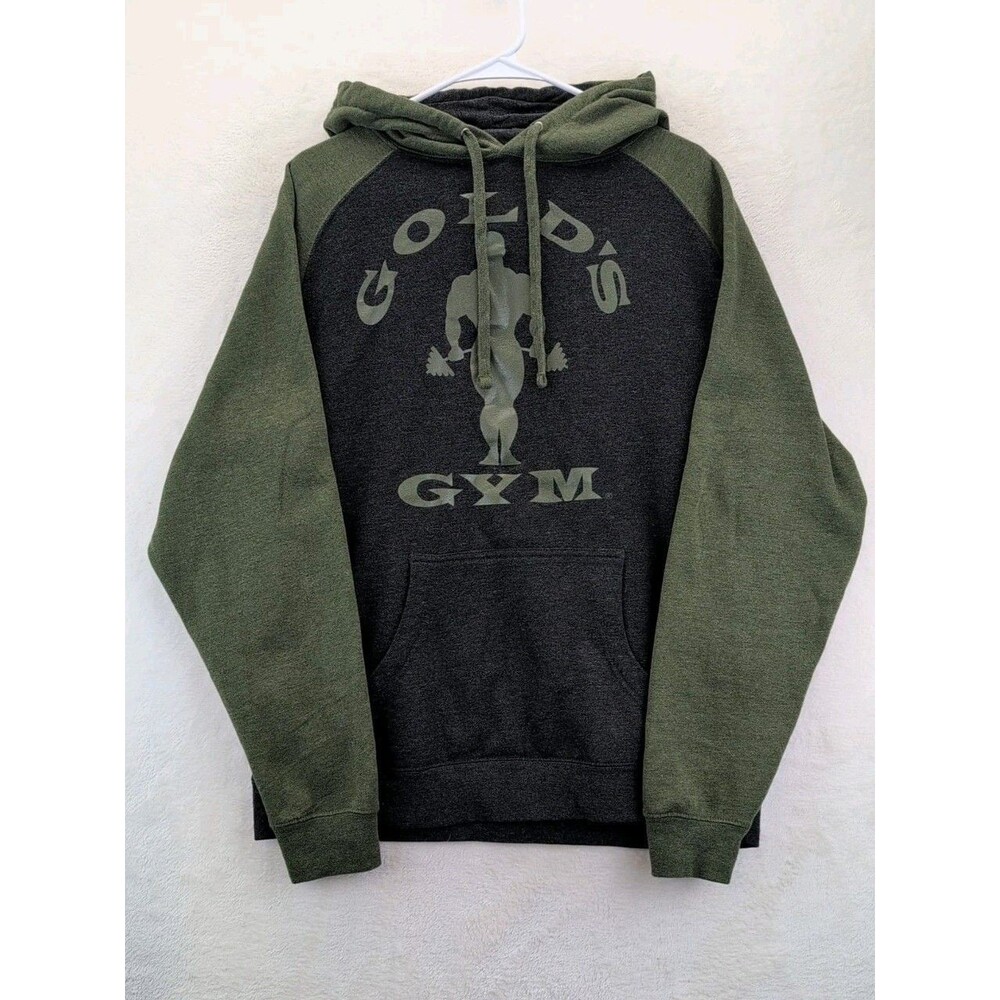 Gold's Gym Hoodie Army Green & Black Sweatshirt Hoodie Medium Unisex